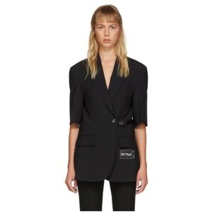 We11done Black Short Sleeve Buckle Blazer Size Large Modern Oversized Designer